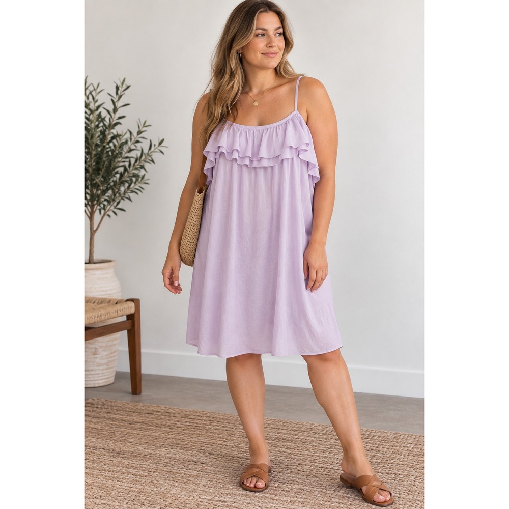 Old Navy Womens XXL Lavender Purple Ruffle Cami Dress Sleeveless Mini Sun Dress